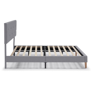 Estructura de Cama tapizada Sorni de 30 cm, 90/135-140/150x190 cm, Gris claro