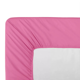 Drap housse b40 percale de coton uni rose La percale rose bonbon