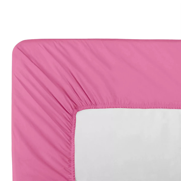 Drap housse b40 percale de coton uni rose La percale rose bonbon