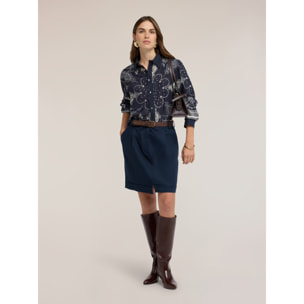Motivi - Camicia in mussola con stampa - Blu