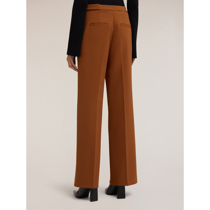 Motivi - Pantalones palazzo con pasador metálico - Marrón