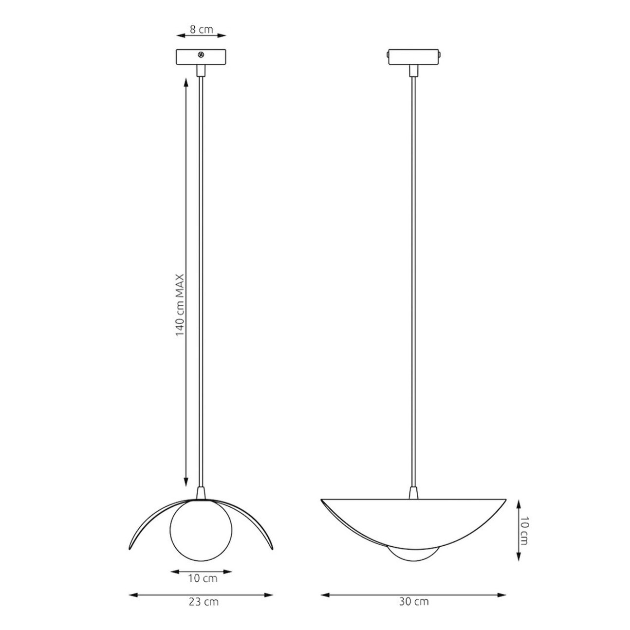 Lampada a sospensione Ritual con struttura in acciaio moka e diffusore sferico