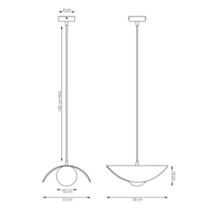 Lampada a sospensione Ritual con struttura in acciaio moka e diffusore sferico