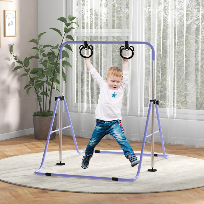Portique d'anneaux double haubanage hauteur réglable dim. 148L x 105l x 88-128H cm acier violet