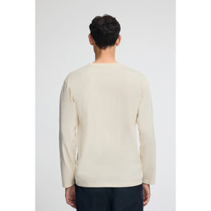 Maglietta ecrù a maniche lunghe con logo Established 2012 Polo Club