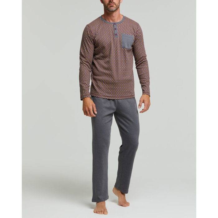 Pigiama lungo cotone interlock Zafferano