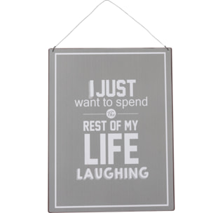 J-Line pancarte Life/Vie Anglais/Francais - métal - gris/blanc