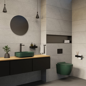 PixL WC suspendu en céramique Tornado Quiet Flush, fixations invisibles + abattant Soft-Close, Vert mat (CEPX010RTORPGEM)