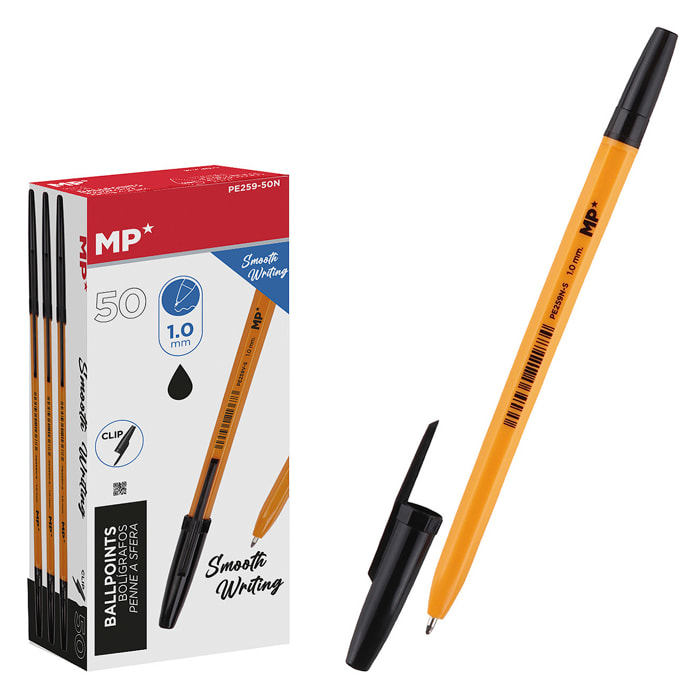 PACK BOLÍGRAFOS NEGRO SOFT PUNTA 1.0 mm 50 Uds.