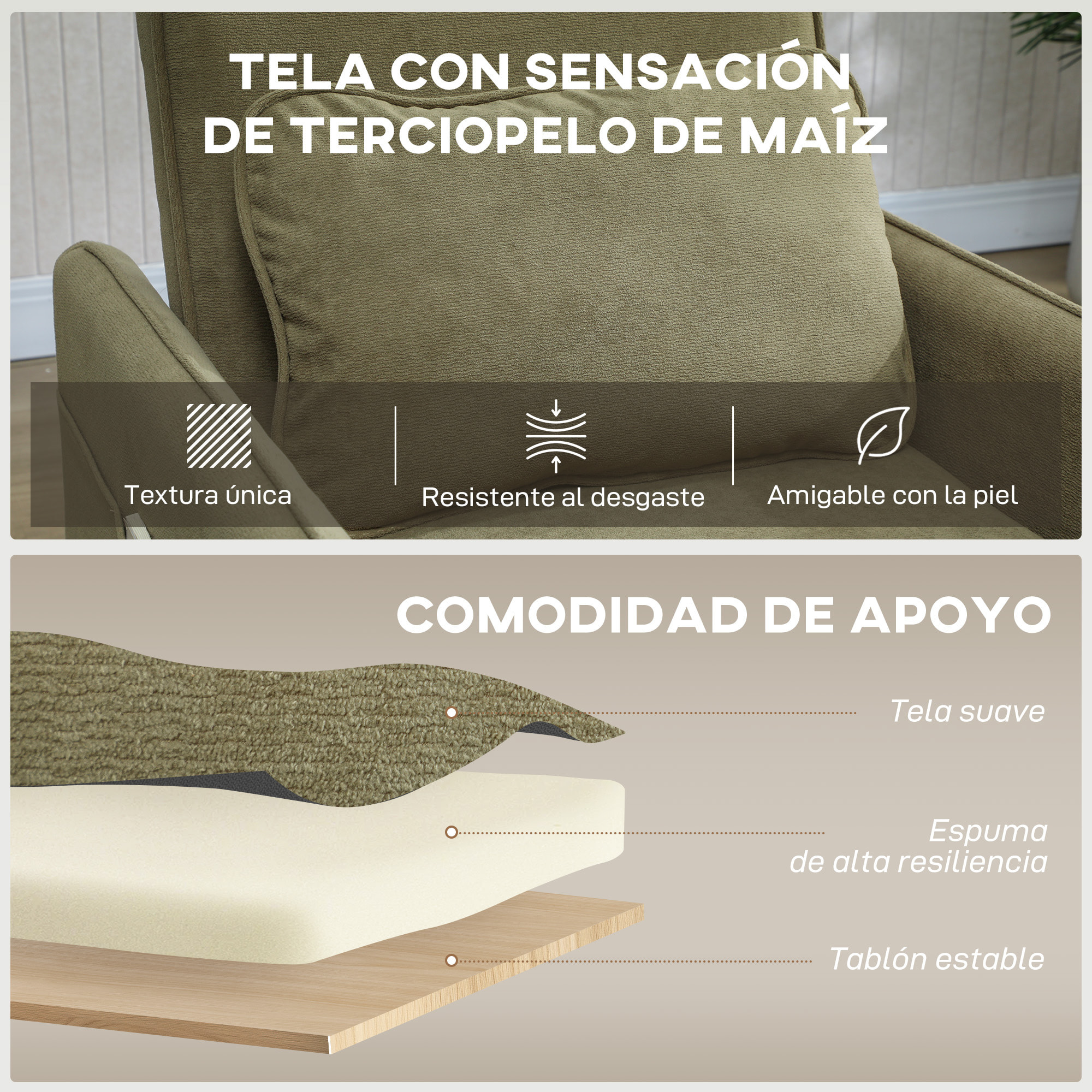 Sofá Cama de 1 Plaza 3 en 1, Sofá Cama Plegable Tapizado en Terciopelo Ecológico con Respaldo Ajustable 3 Niveles, 6 Bolsillos Laterales y Almohada, para Dormitorio, Salón, 74x85,5x82 cm Verde