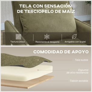 Sofá Cama de 1 Plaza 3 en 1, Sofá Cama Plegable Tapizado en Terciopelo Ecológico con Respaldo Ajustable 3 Niveles, 6 Bolsillos Laterales y Almohada, para Dormitorio, Salón, 74x85,5x82 cm Verde