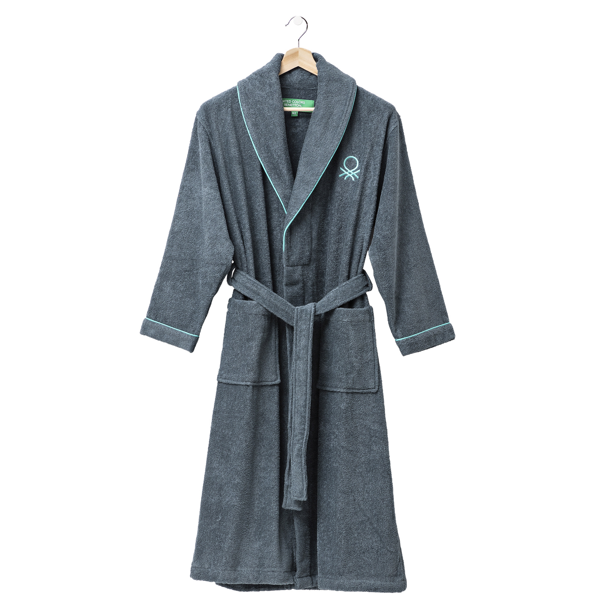 Albornoz l/xl gris oscuro  benetton