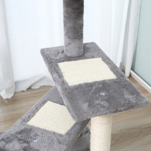 Árbol Gatos de Terciopelo y Sisal 48x48x99,5cm Beige y Gris