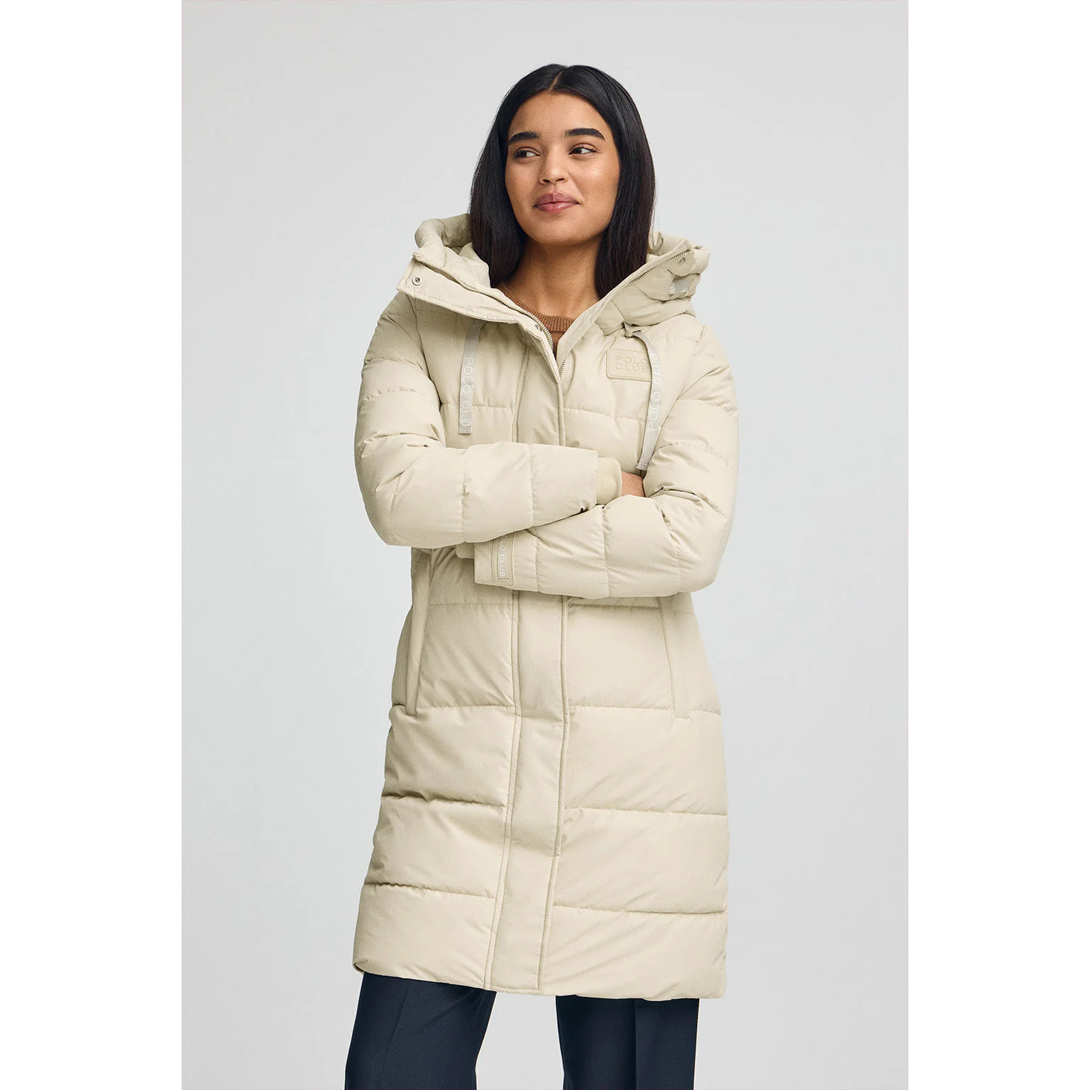 Giaccone Iris Coat ecrù con logo Polo Club