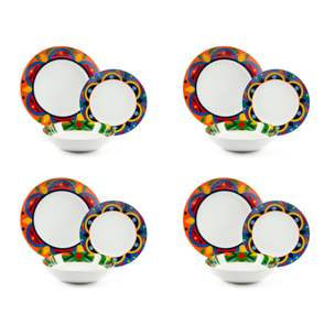 Servizio piatti 12 pezzi Excelsa – Cancun, Porcellana Multicolore