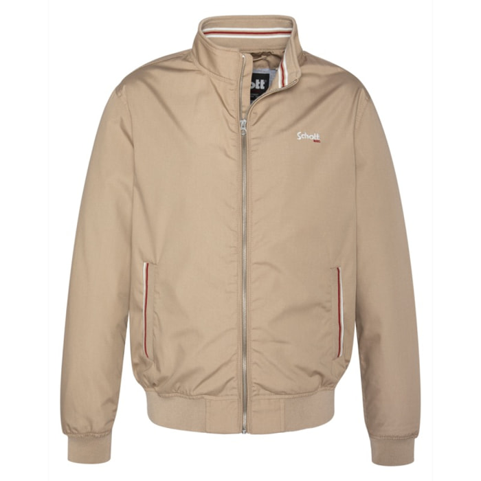 KENTON ZIPPERED SHORT JACKET WITH  JERSEY LINING AND STRIPED RIBS 65% POLYESTER 35% COTTON Beige