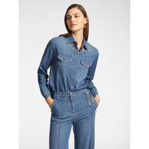 Elena Mirò - Camisa vaquera con collar - Azul