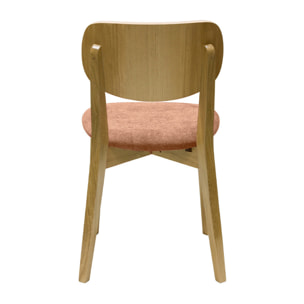 Chaises vintage en bois clair chêne et tissu effet velours terracotta (lot de 2) LUCIA