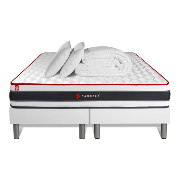 Pack matelas ENERGY + sommiers blanc + Couette + 2 oreillers