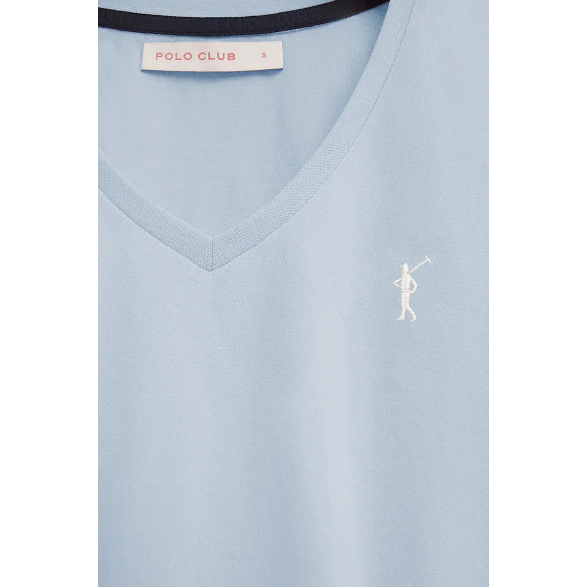 Maglietta azzurro a maniche corte e scollo a V con ricamo Rigby Go