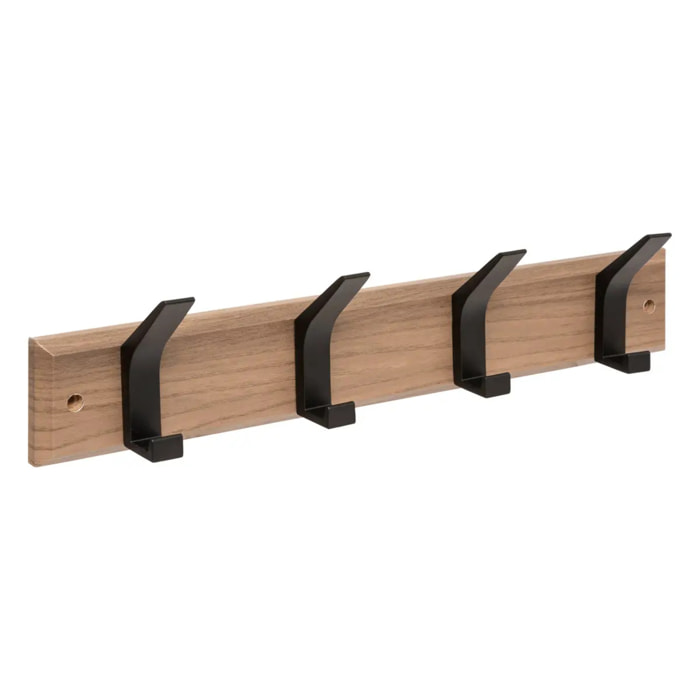 Patère Ziny 4 têtes L45cm bois clair noir