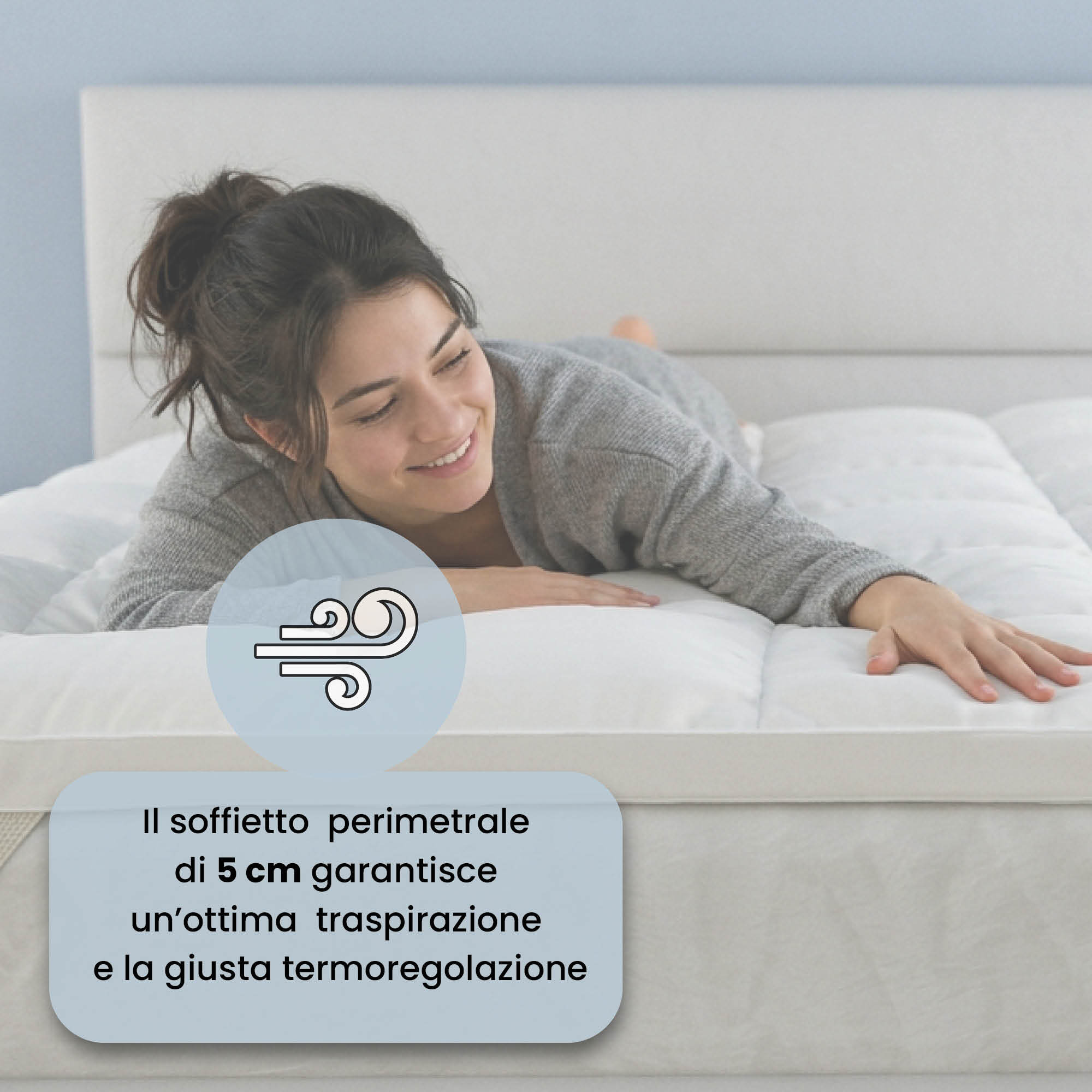TOPPER MORFEO TRAPUNTATO CON FASCIA COPRIMATERASSO