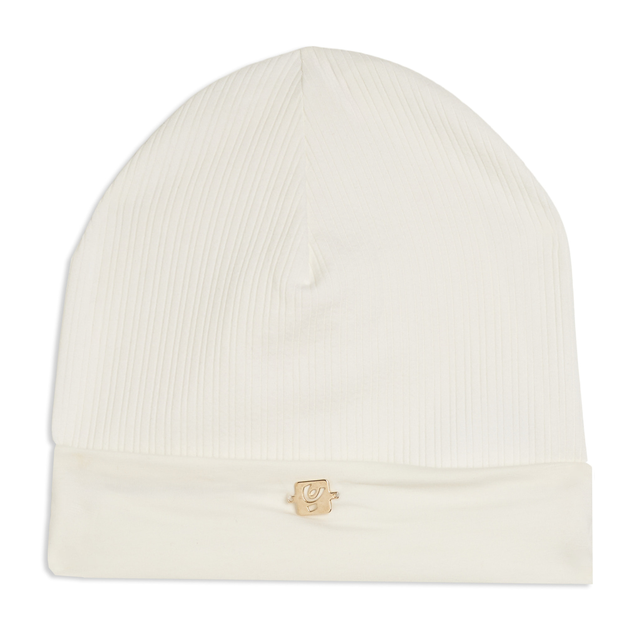 Berretto beanie Junior in maglia con placchetta dorata