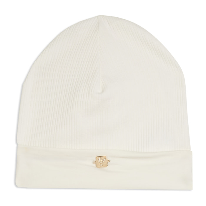 Berretto beanie Junior in maglia con placchetta dorata