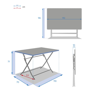 Table de jardin pliante rectangulaire "Greensboro" argile 4 places