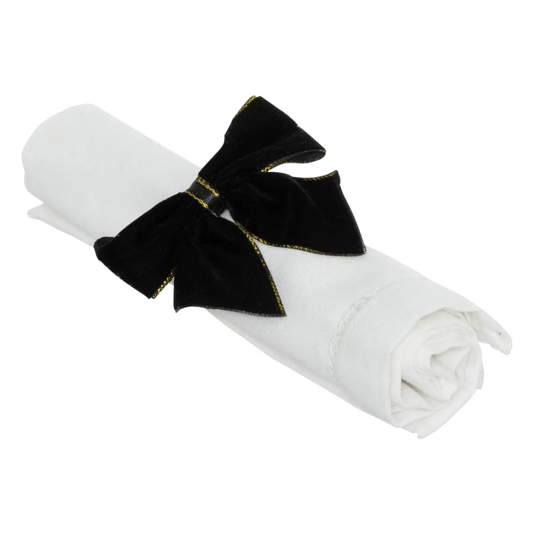 Lot de 2 ronds de serviette nœuds en velours noir