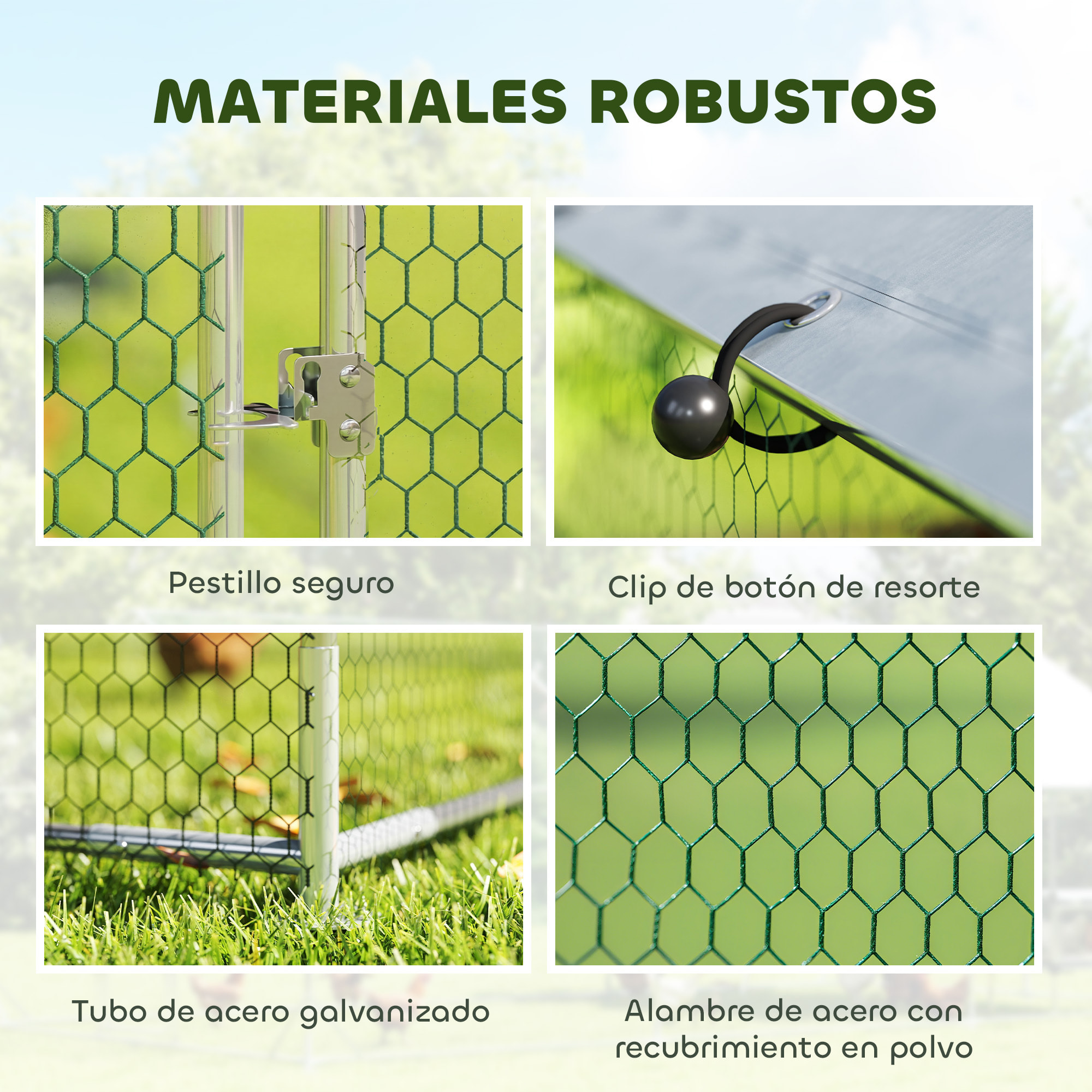 Gallinero para Exterior Grande 2,8x3,4x1,9 m, 9,5 m², Gallinero de Acero Galvanizado con Cubierta de Tela Oxford, Anti-UV e Impermeable, Puerta y Pestillos, Jaula para 10-16 Gallinas, Plata