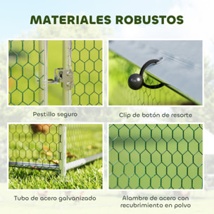 Gallinero para Exterior Grande 2,8x3,4x1,9 m, 9,5 m², Gallinero de Acero Galvanizado con Cubierta de Tela Oxford, Anti-UV e Impermeable, Puerta y Pestillos, Jaula para 10-16 Gallinas, Plata