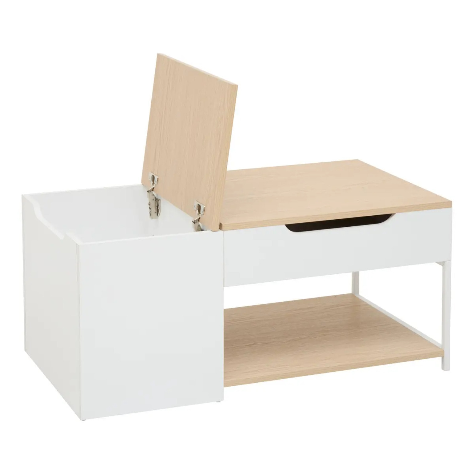 Table basse relevable Luma rectangulaire 50x90cm blanc