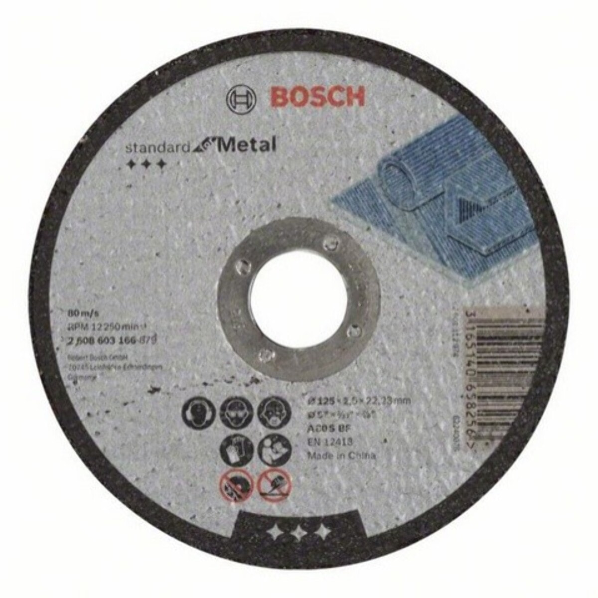 Disque à tronçonner BOSCH à moyeu plat Standard Pour le Métal 125X2.5 MM - 2608603166