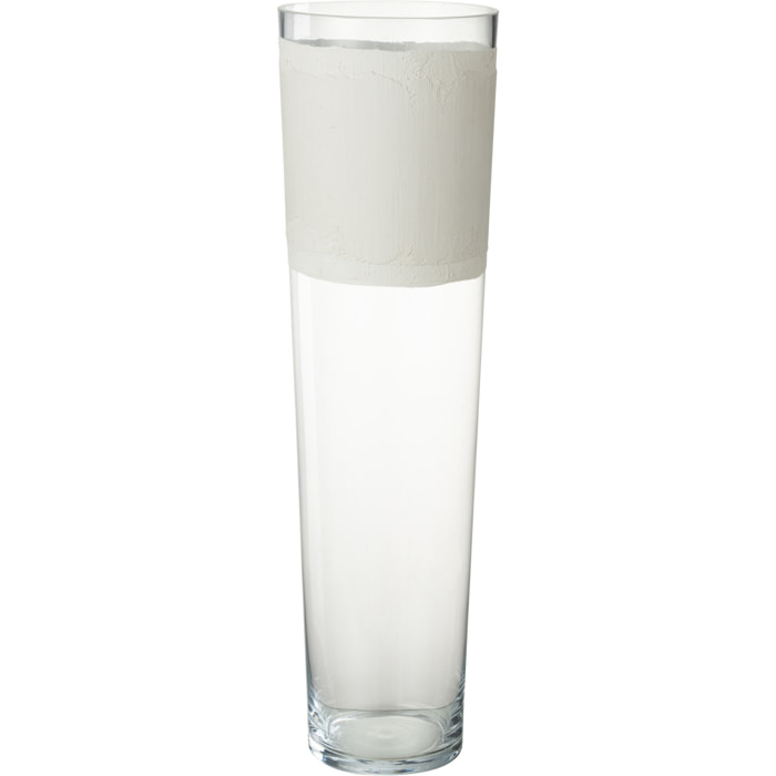 J-Line vase Delph - verre -transparent/blanc - large - 60 cm de hauteur