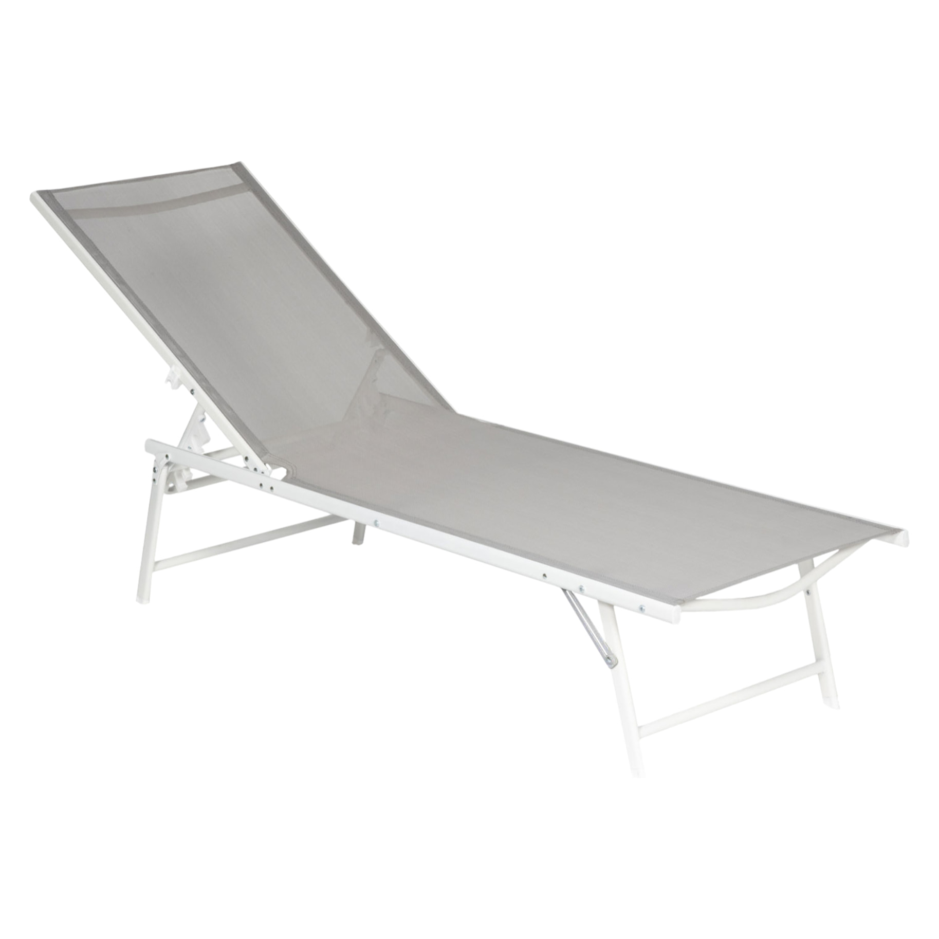 Lot de 2 bains de soleil pliants SICILIA en textilène gris - structure blanche