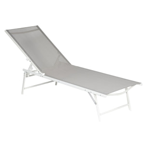 Lot de 2 bains de soleil pliants SICILIA en textilène gris - structure blanche
