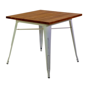 Tavolo New Bristol Vacchetti in ferro con top in legno bianco antico cm80x80h76