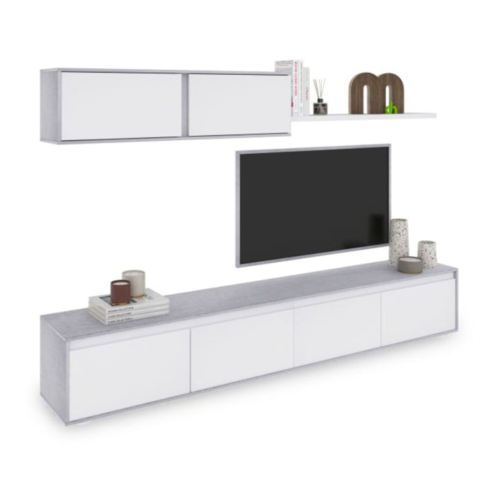 Salón Arlet Blanco Artik (Blanco Mate) - Gris Cemento