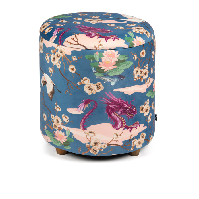 Pouf contenitore Excelsa Fuji in velluto e legno 39x39x43 cm multicolore