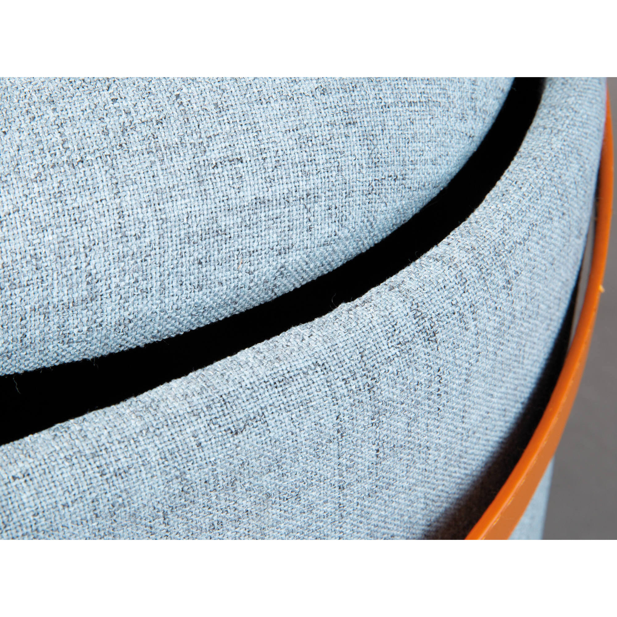 Pouf contenitore in tessuto con maniglia in ecopelle, 42 x 36 x 30, Grigio