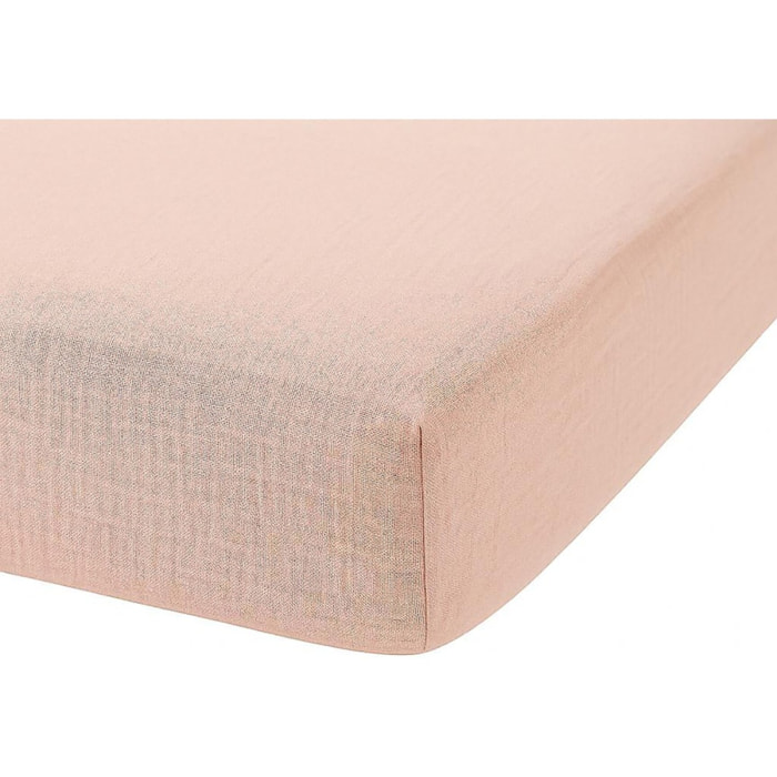 Drap Housse - Bonnet:30cm - 100% gaze De Coton Guimauve