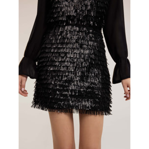 Motivi - Minifalda de tul con lentejuelas - Negro