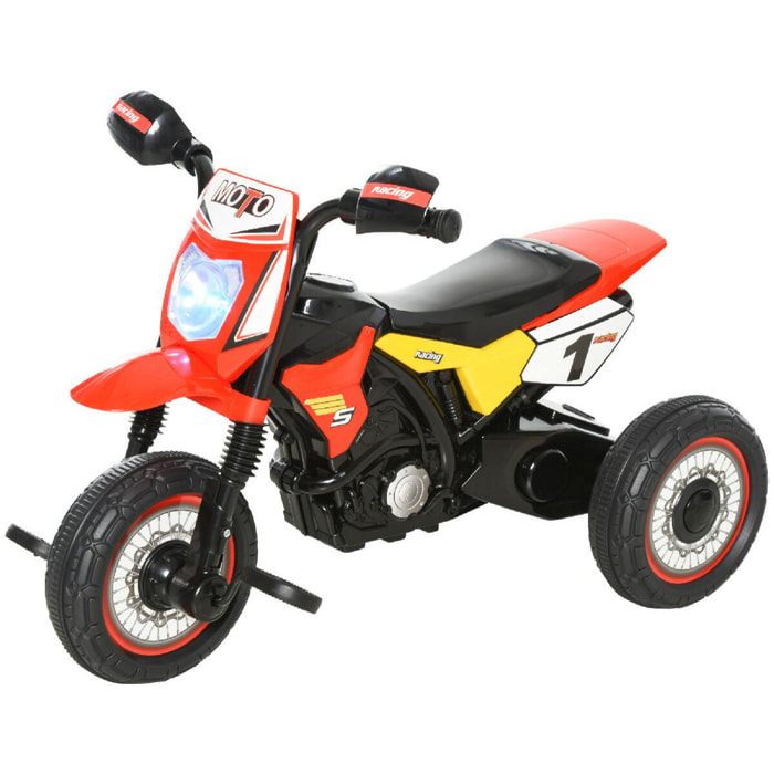 Tricycle enfants moto cross effets musicaux et lumineux coffre rangement rouge