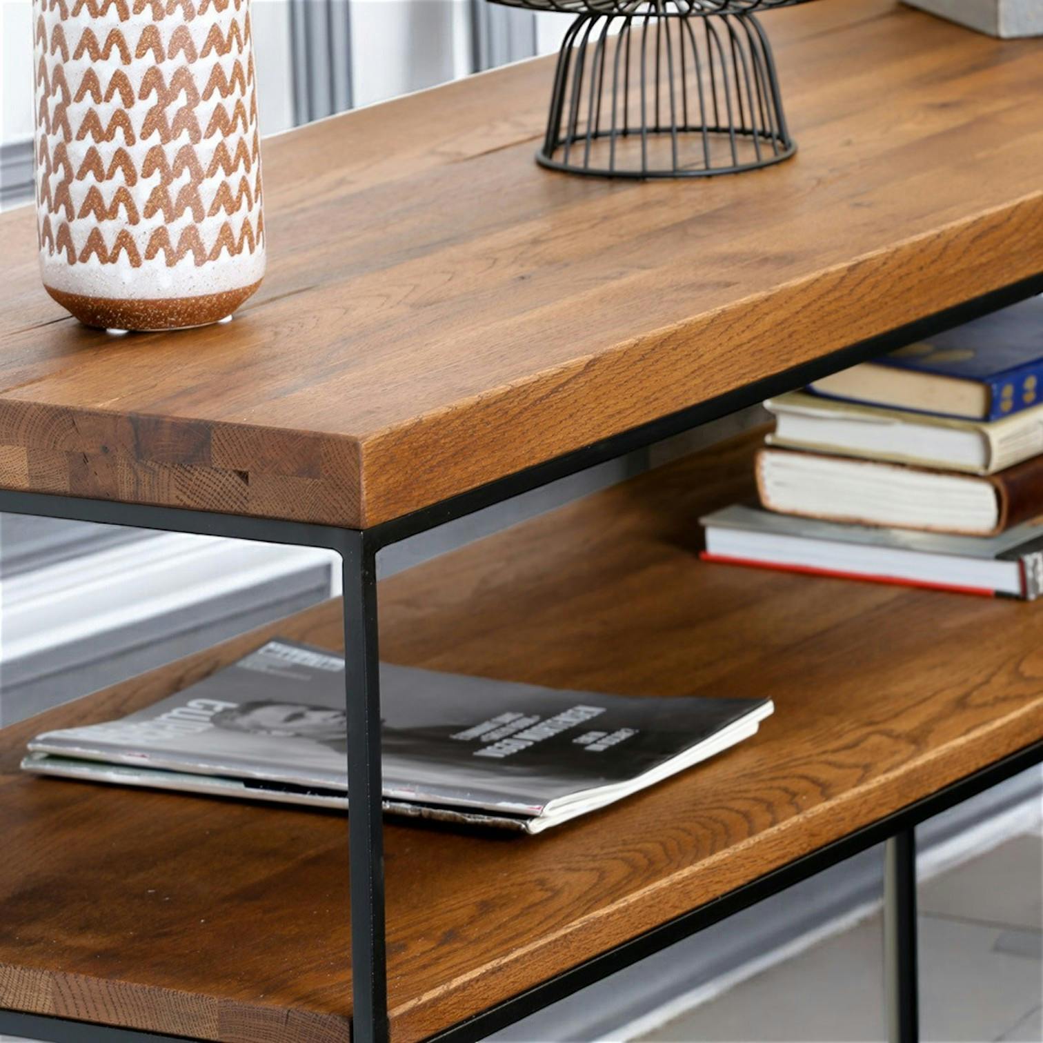 Console 120 cm en chêne et métal OKA