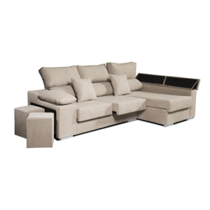 Sofá Chaiselongue Rubí de Tela Antimanchas Derecha Color Beige