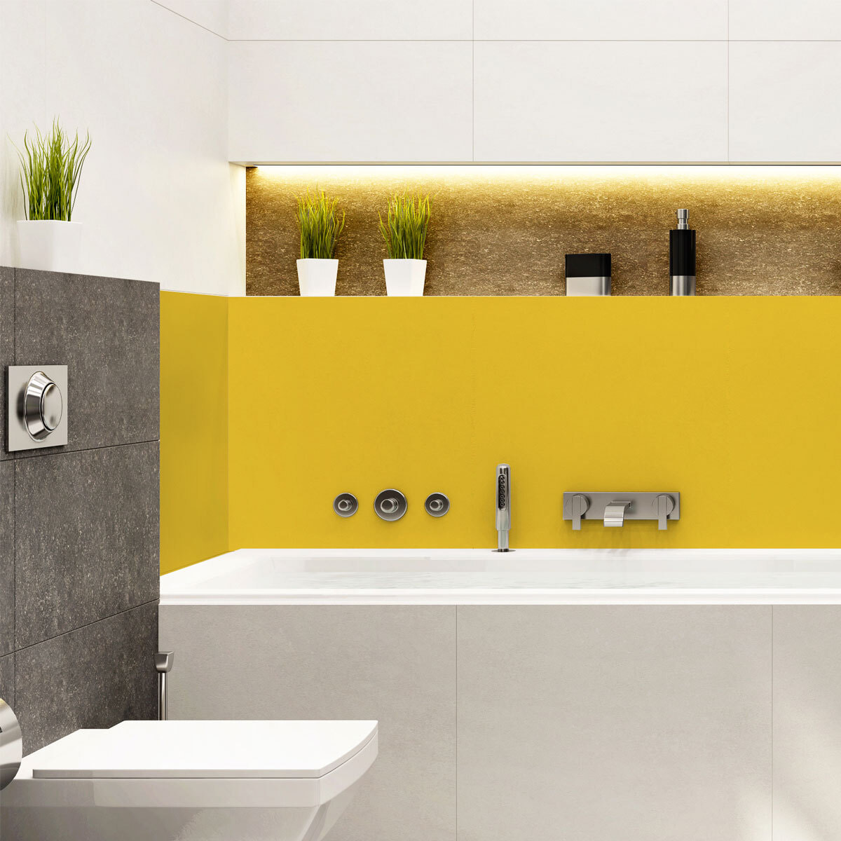 Rouleau adhésif décoratif Vinyle au Mètre - Jaune moutarde - Sticker Lavable Imperméable Mur Cuisine Meubles
