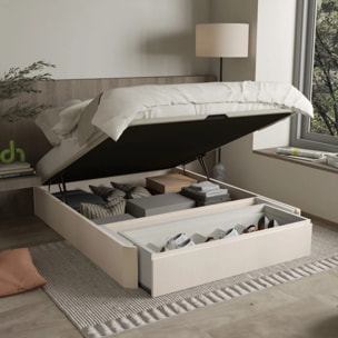 Canapé con cajón frontal con zapatero 150x190 cm en artic Luxury Premium 3D Artic