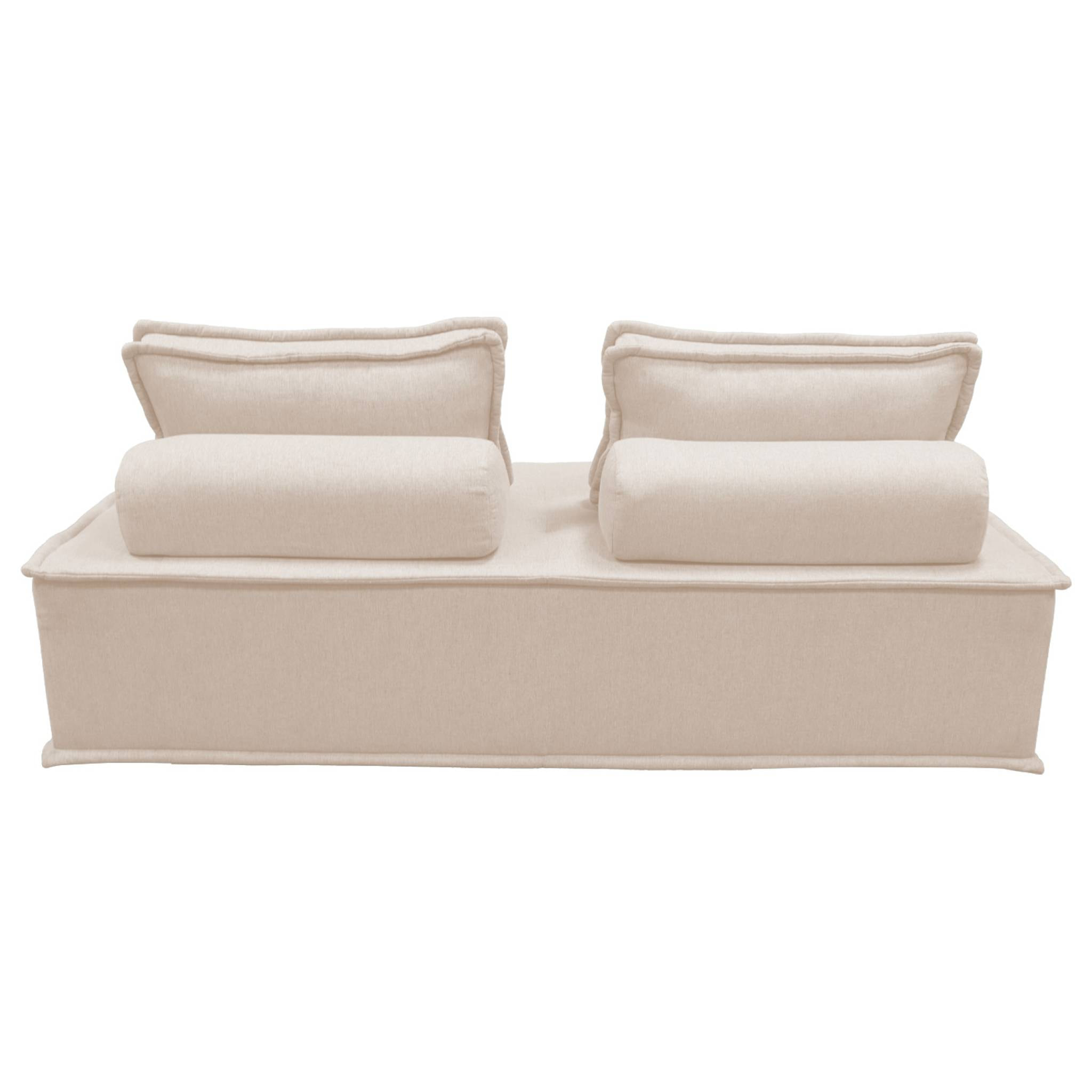 Lot de 2 chauffeuses DAO 2 places pour canapé modulable tissu capitonné crème