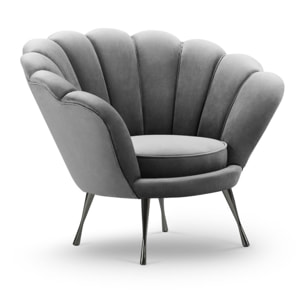 Fauteuil "Kingston" en velours gris clair